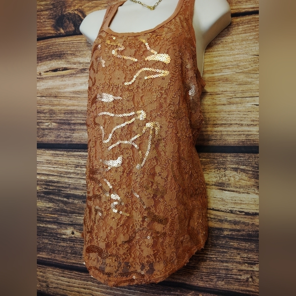 BKE Boutique Sequin Lace Tank Top Size Small! - Picture 2 of 5
